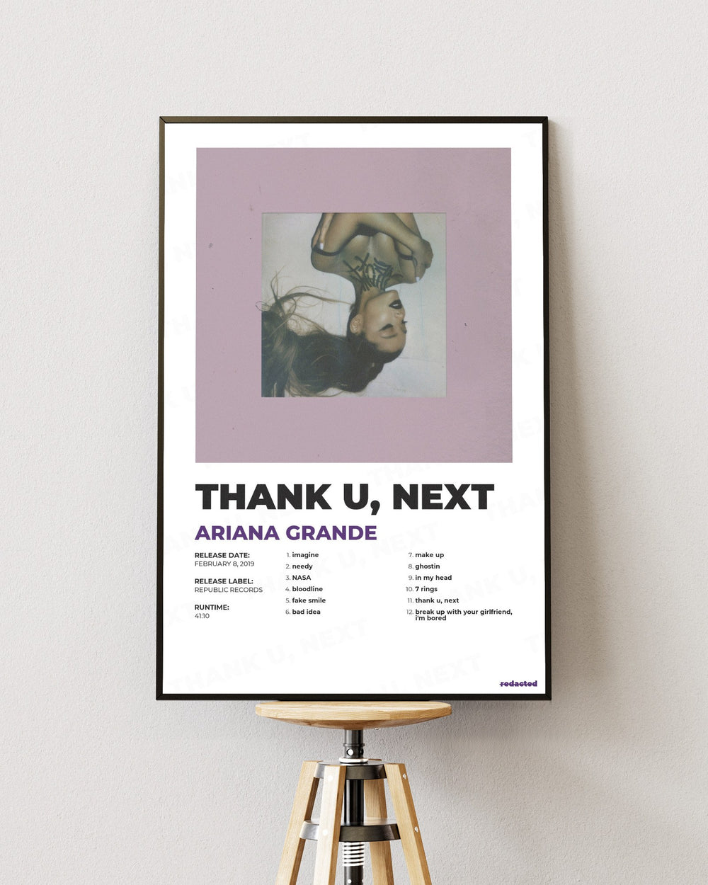 ARIANA GRANDE - THANK U, NEXT Poster - White Edition (12x18 / 24x36) - Poster view