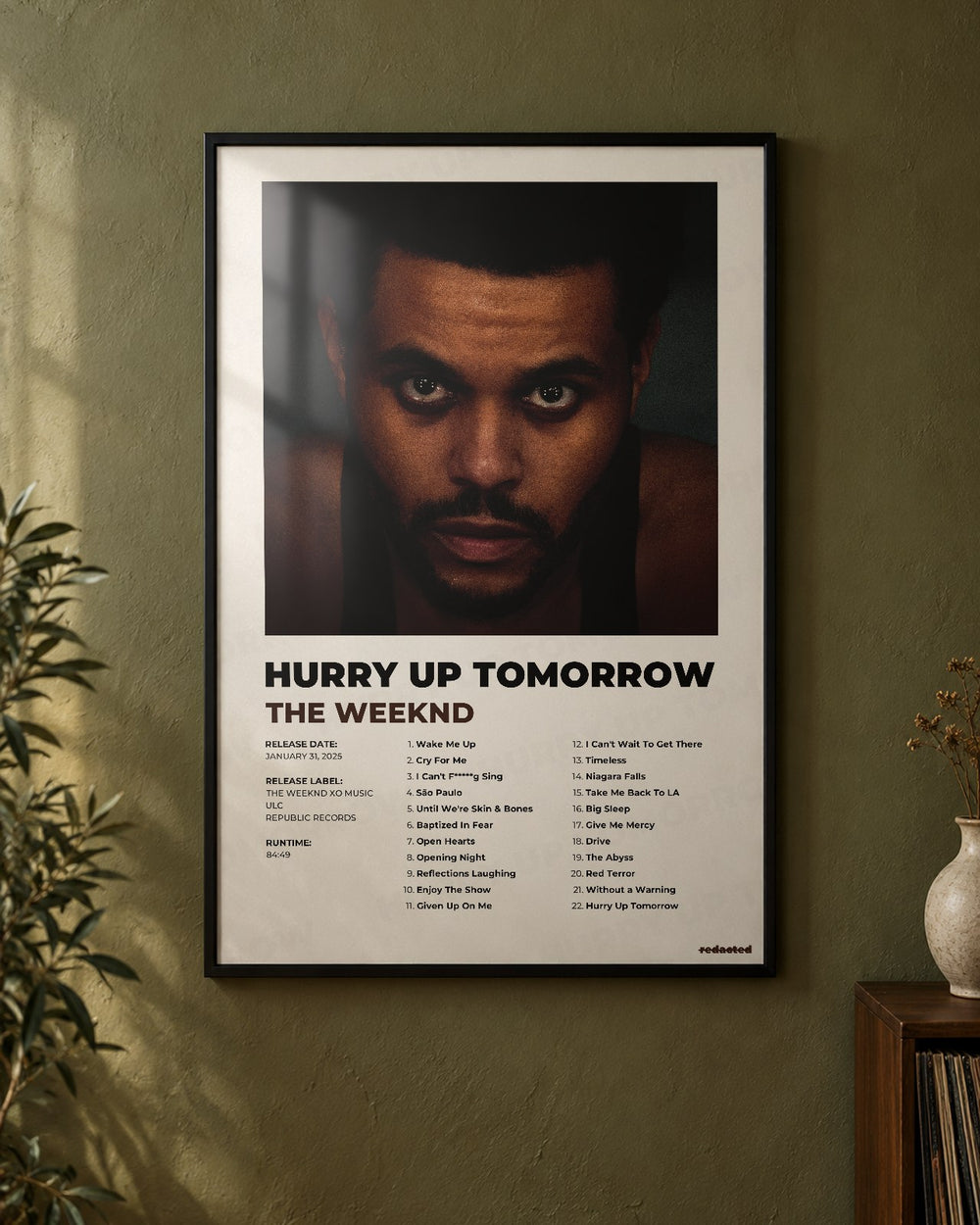 The Weeknd - Hurry Up Tomorrow Poster - White Edition (12x18 / 24x36) - Poster view