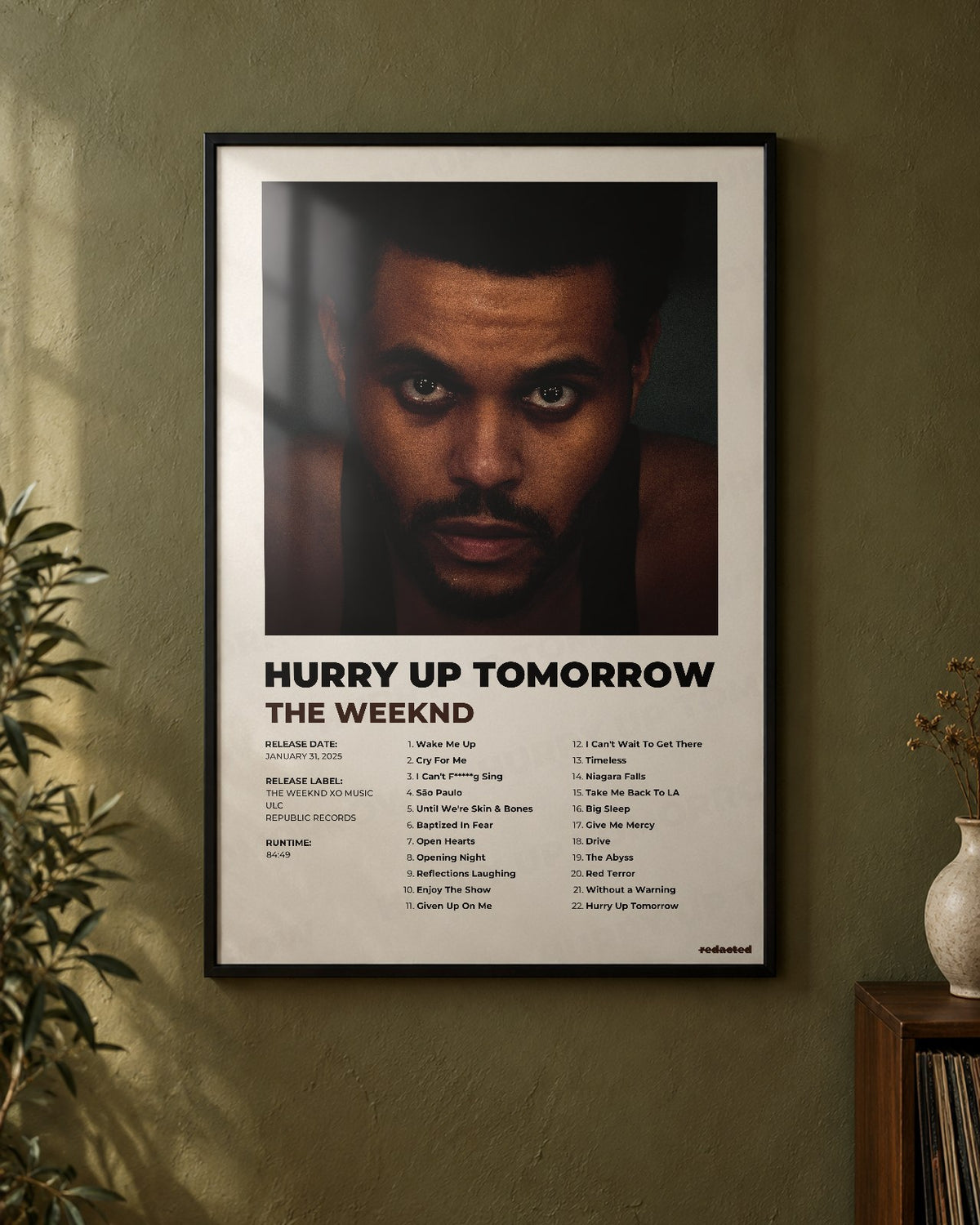 The Weeknd - Hurry Up Tomorrow Poster - White Edition (12x18 / 24x36) - Poster view