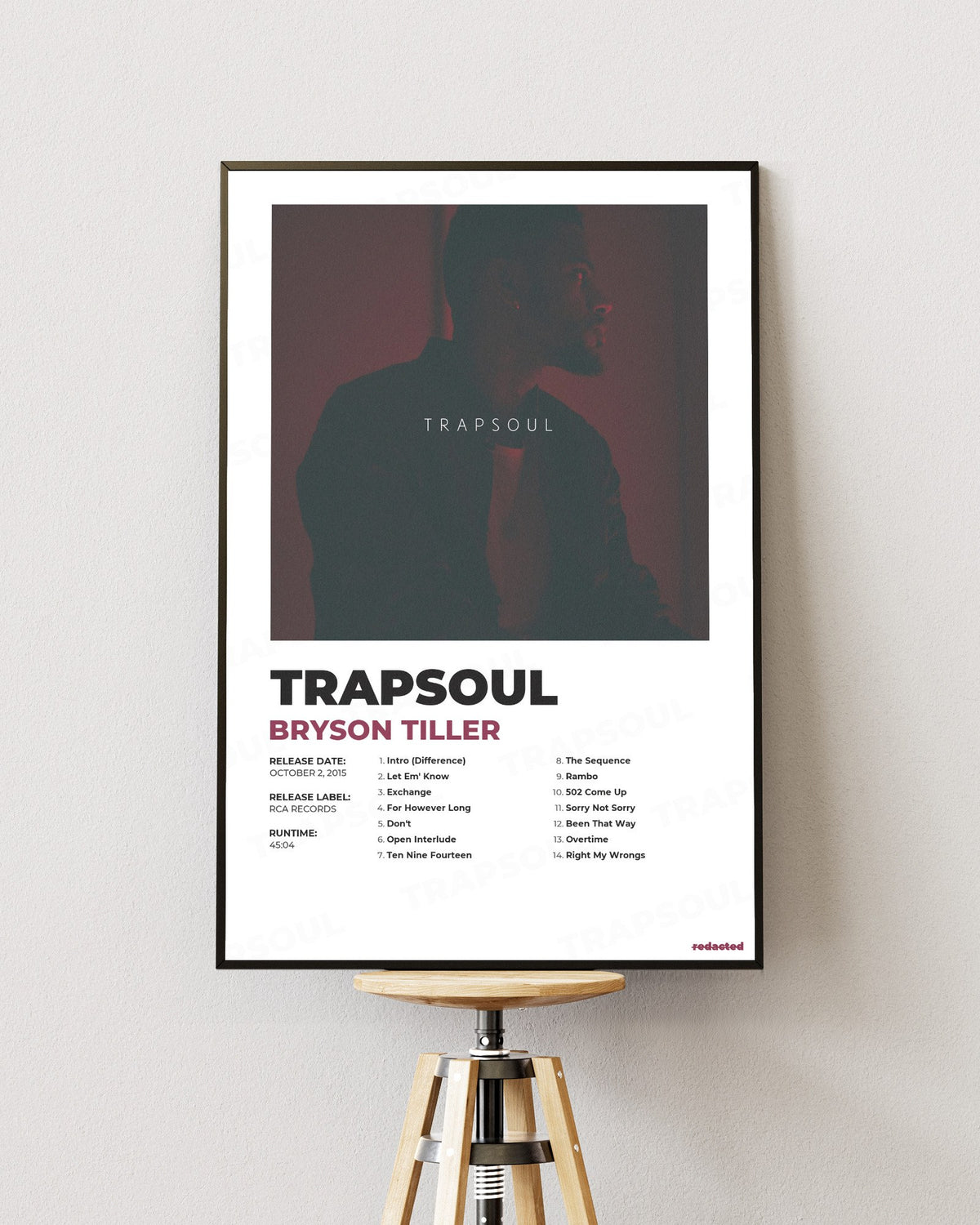 BRYSON TILLER - TRAPSOUL Poster - White Edition (12x18 / 24x36) - Poster view