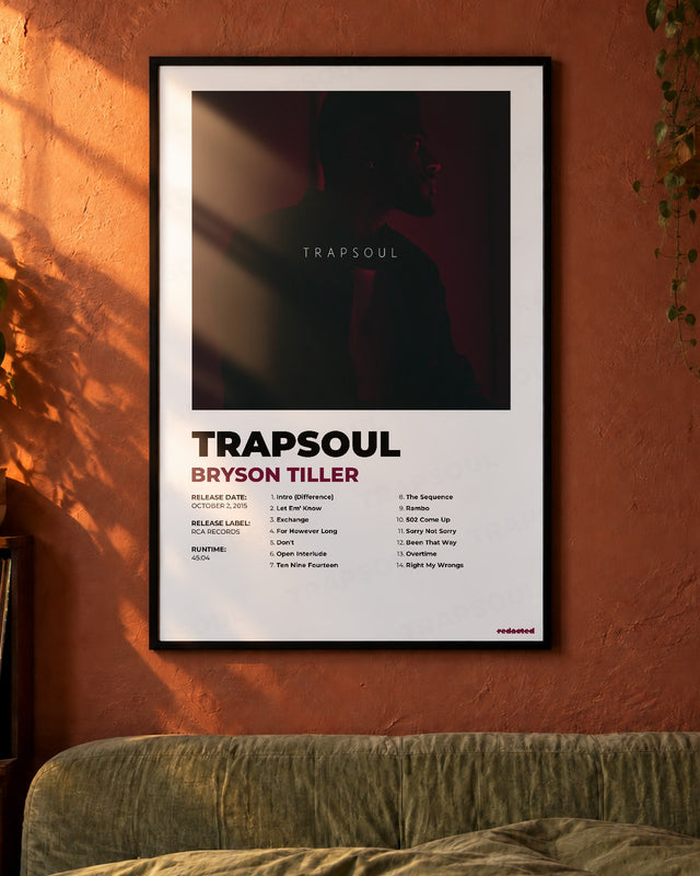 BRYSON TILLER - TRAPSOUL Poster - White Edition (12x18 / 24x36) - Poster view