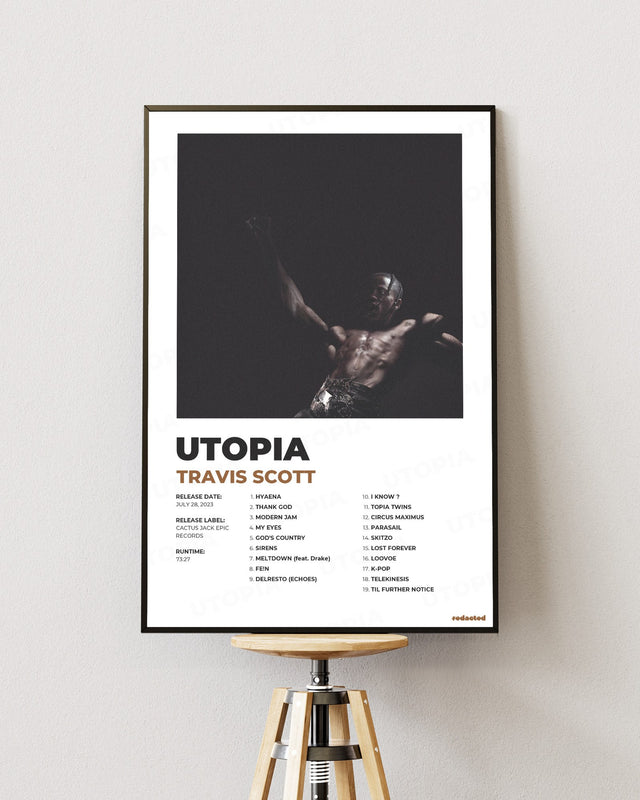 TRAVIS SCOTT - UTOPIA Poster - White Edition (12x18 / 24x36) - Poster view