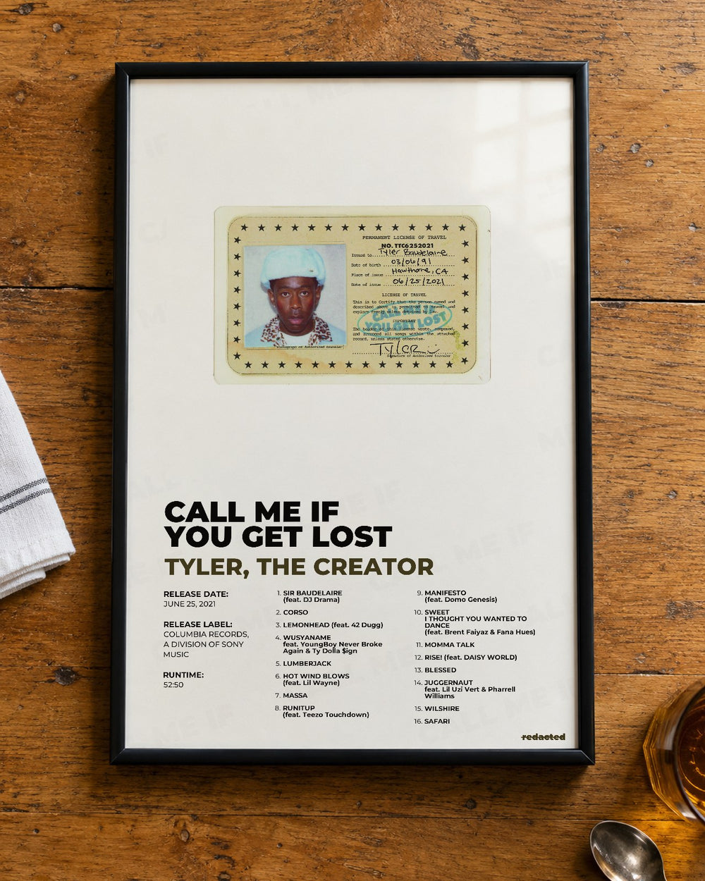 Tyler, The Creator - Call Me If You Get Lost Poster - White Edition (12x18 / 24x36) - Poster view