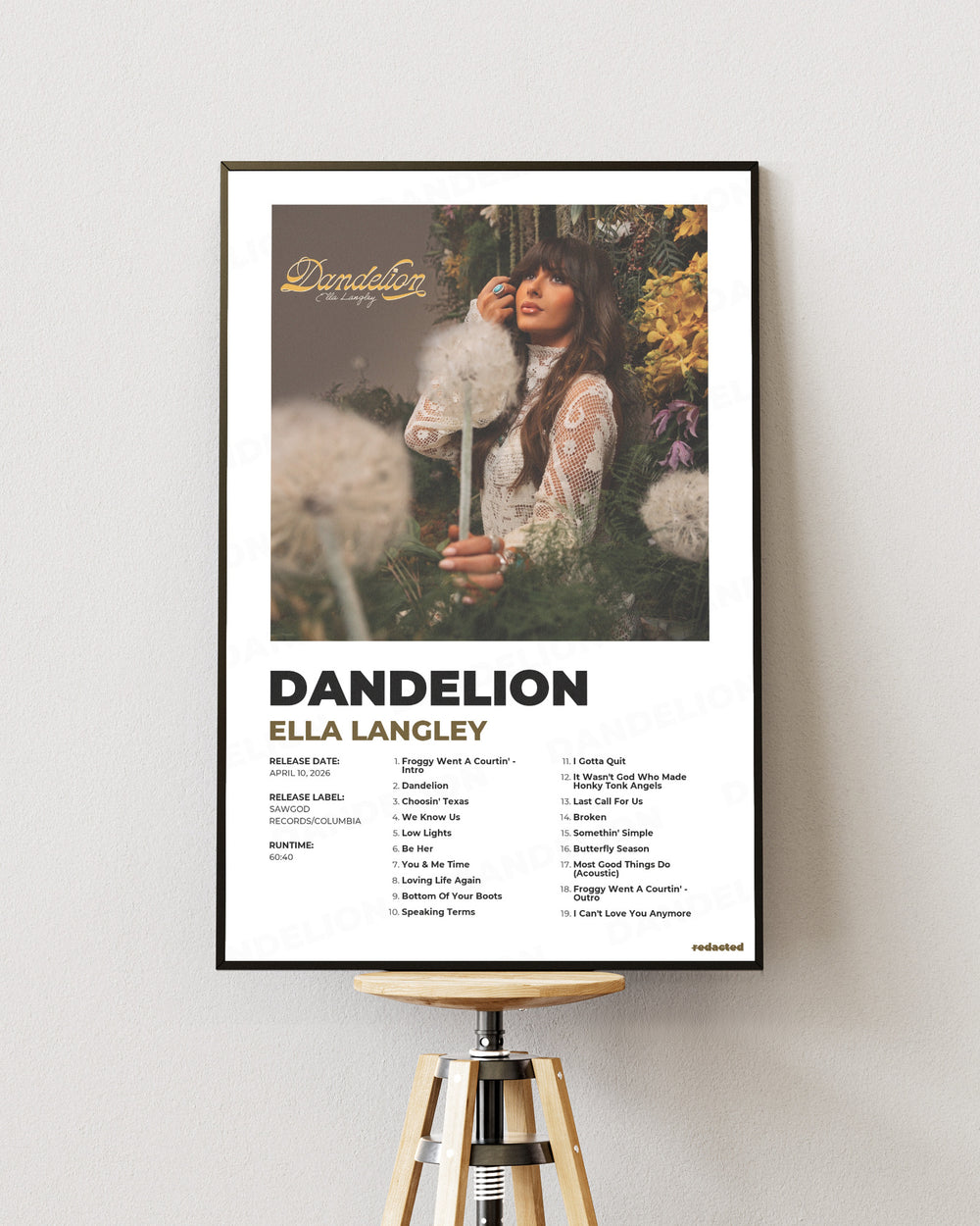 Ella Langley - Dandelion Poster - White Edition (12x18 / 24x36) - View 1